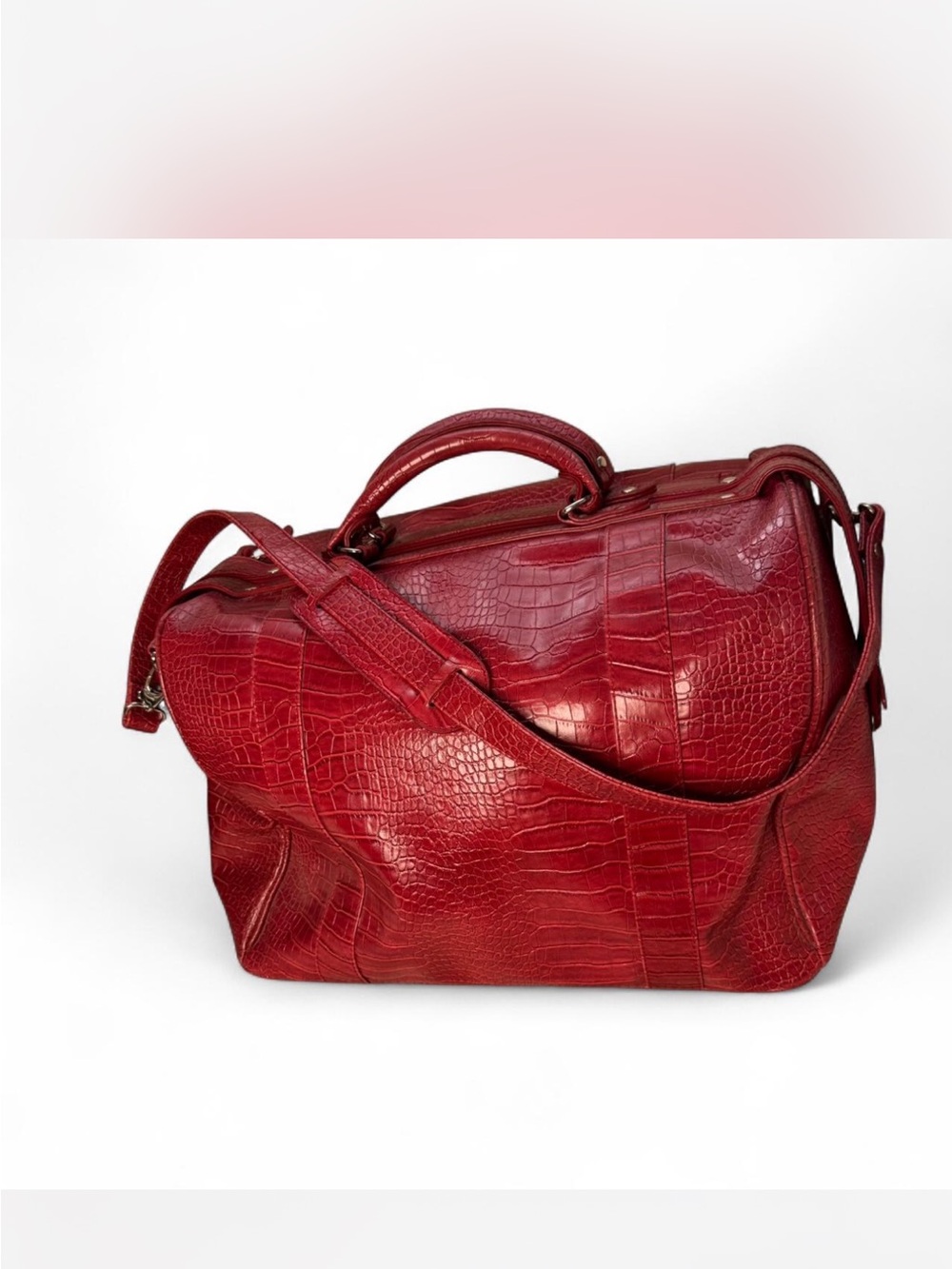Bath & Body Works Red Croc-Embossed Travel Satchel